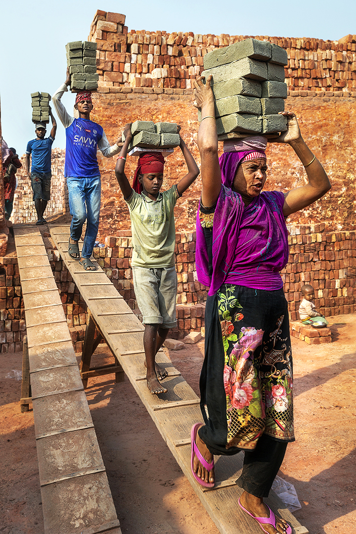 On the wooden ladder