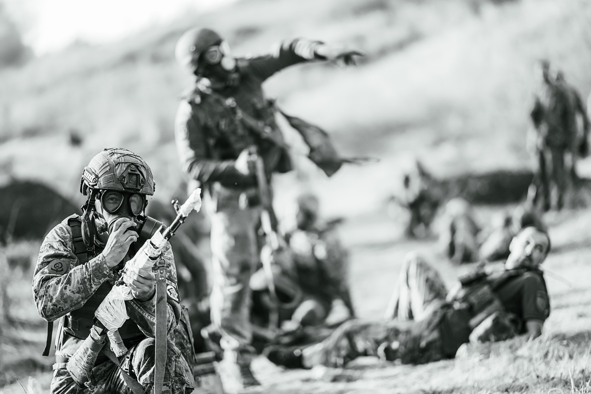 Кидання гранат у протигазах. 53 ОМБр. Авдіївський напрямок. Серпень 2023.