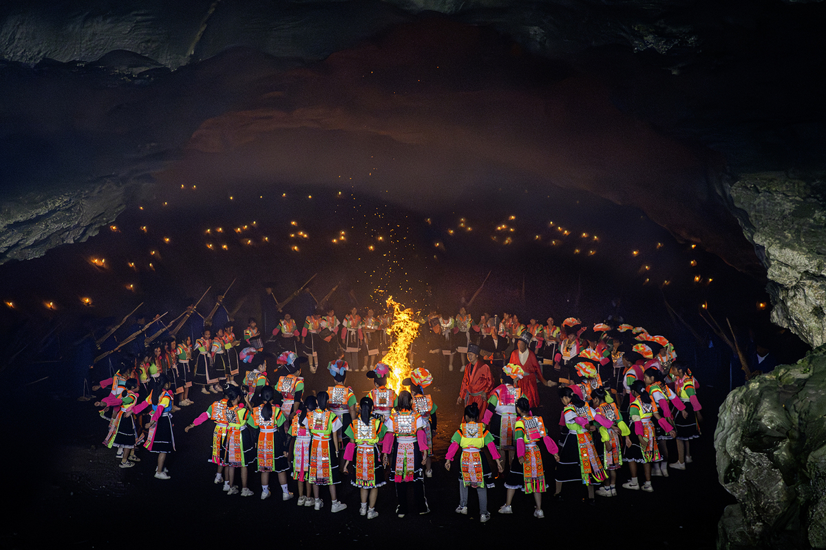 Fire dance in the cave