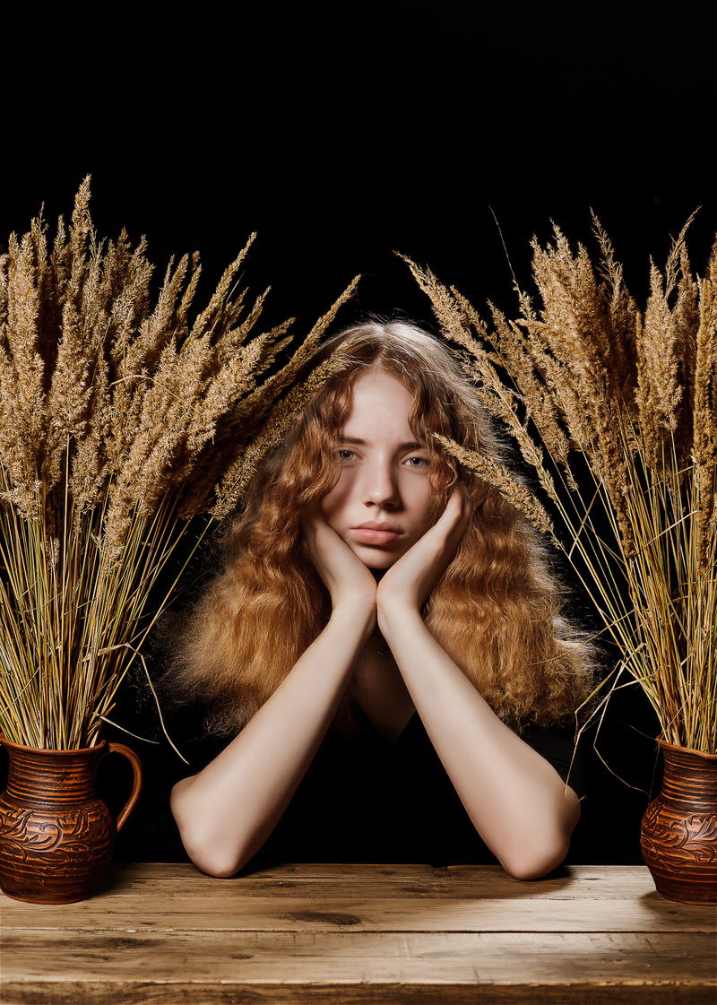 Girl with Dried Grass
