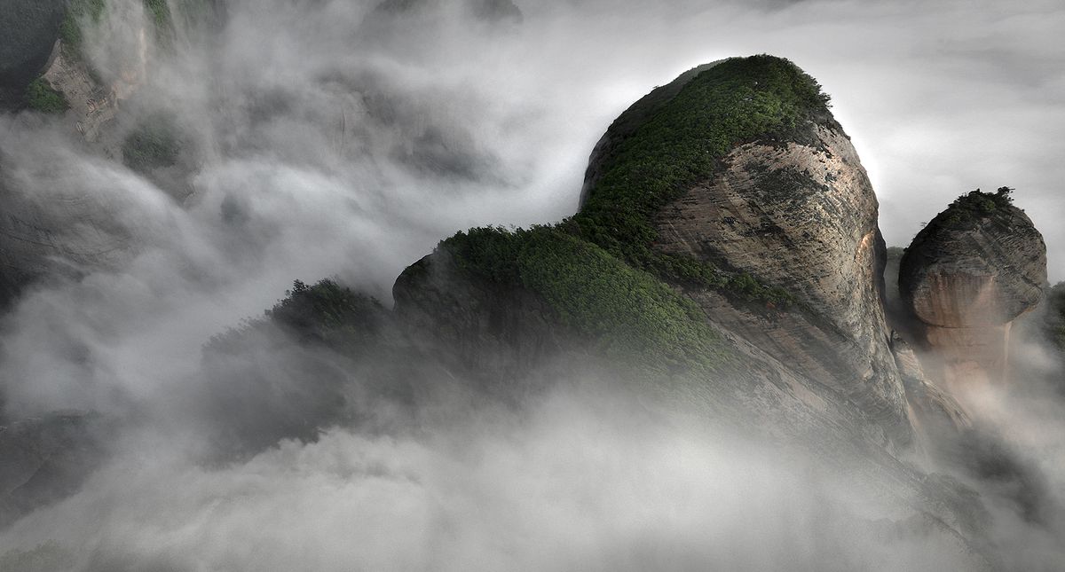 Mountain in clouds