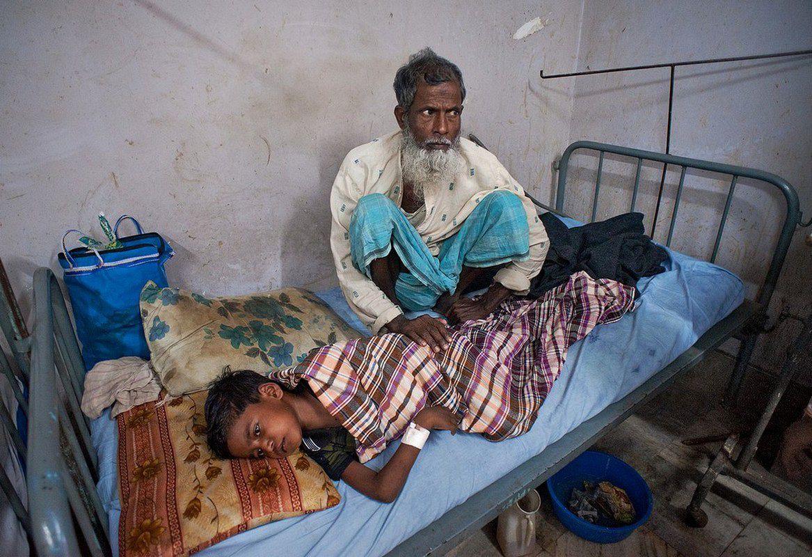 In hospital. Father and son