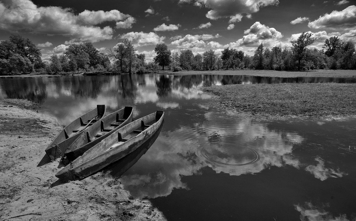 Landscape with old boats
