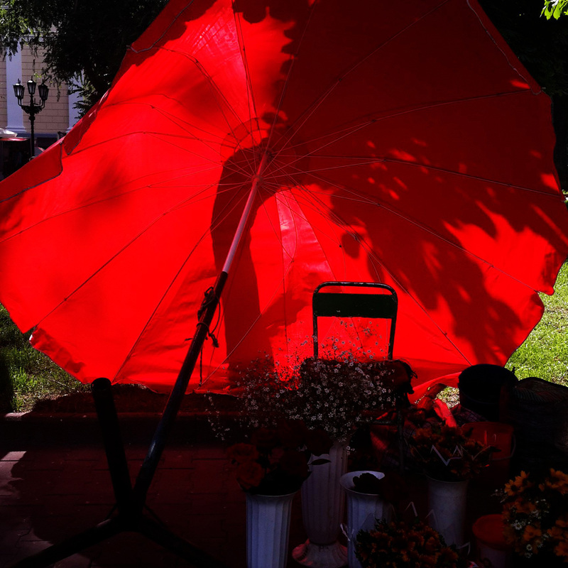 Красный зонт