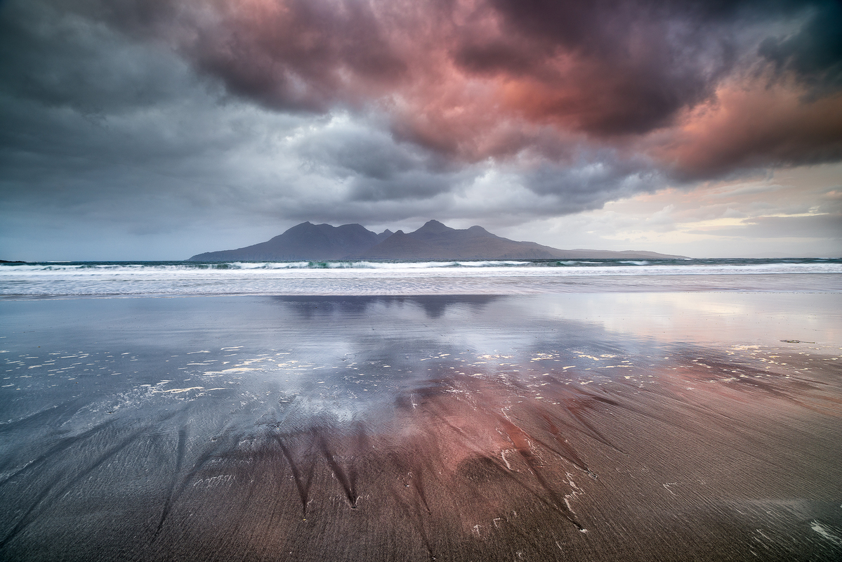 Crimson Sunset on Laig Beach
