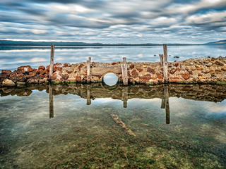 Crusoe beach rock wall