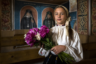 Portrait with flowers