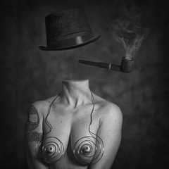 Portrait with smoking pipe