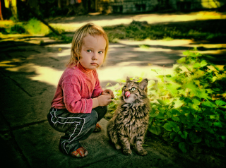 Girl and cat