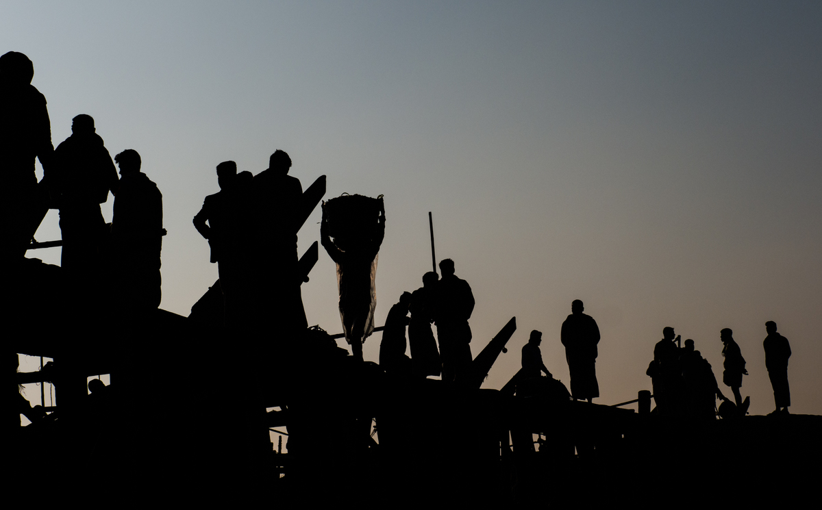 early work  in the morning BW