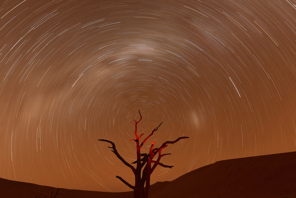 Star trails on Death Valley