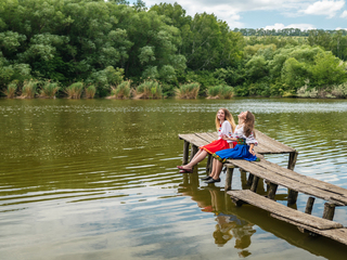 Girls on the lake