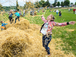 Playing with hay