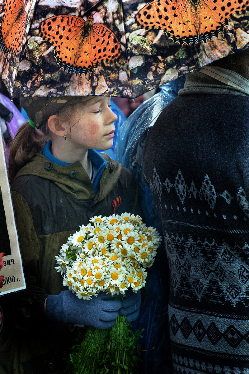 Girl in the rain and umbrella