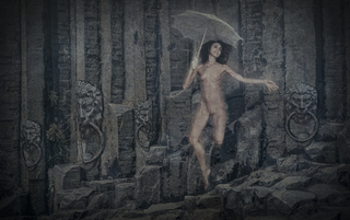 Luckily she had brought her umbrella