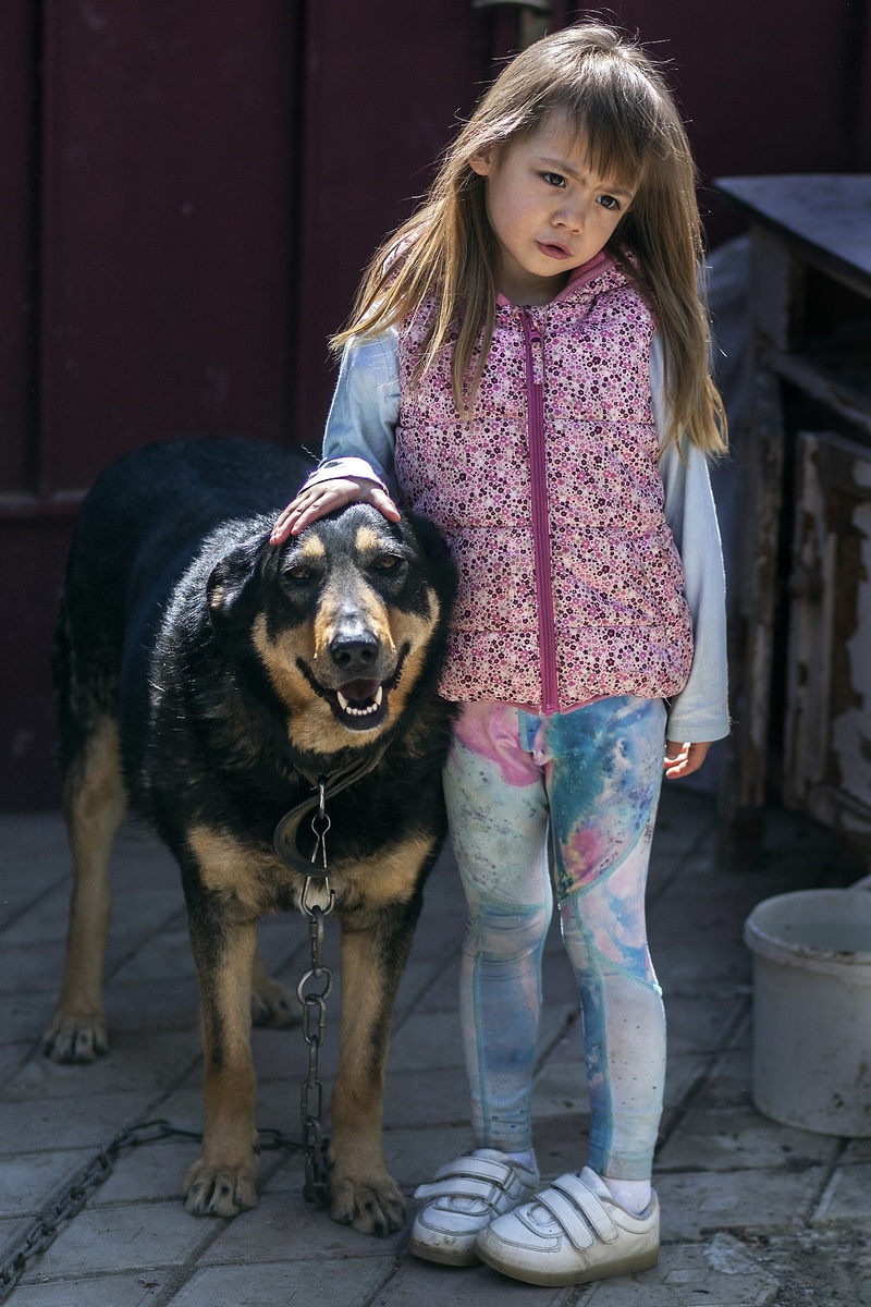 A girl and dog