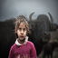 Girl and buffalo