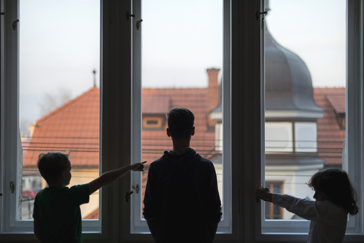 Children near window