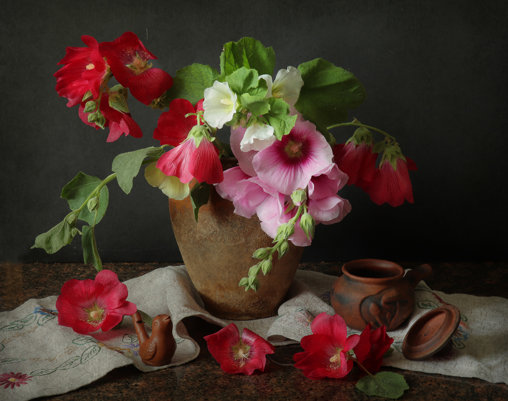 До мальви вечір тихо прихилився