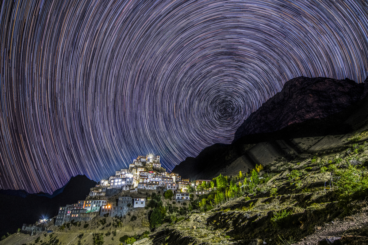 Key Monastery with Star Trails