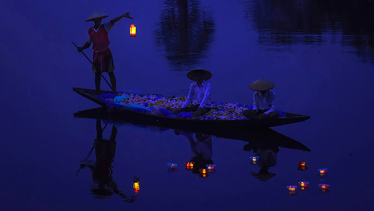 Boating in the blue hour