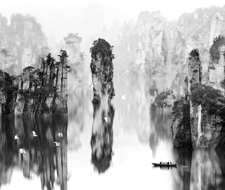 In the spring stream BW