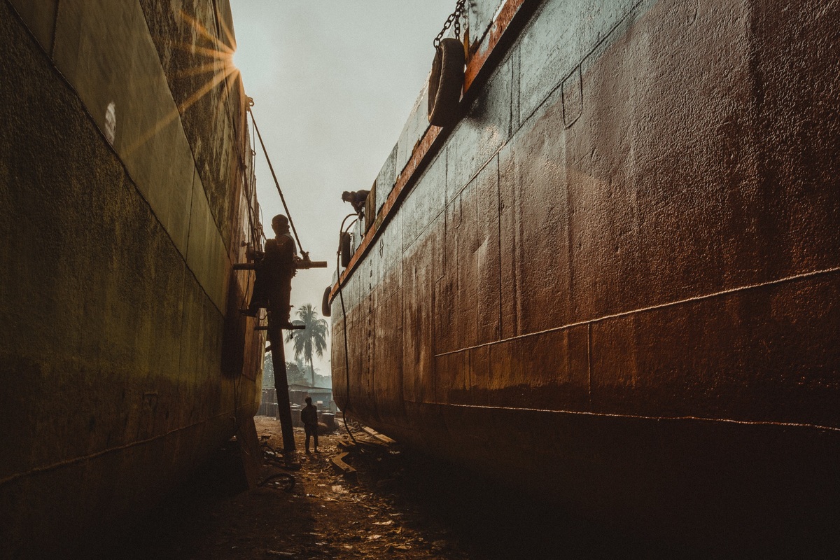 Sunset in the shipyard