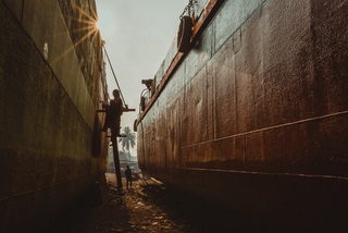 Sunset in the shipyard