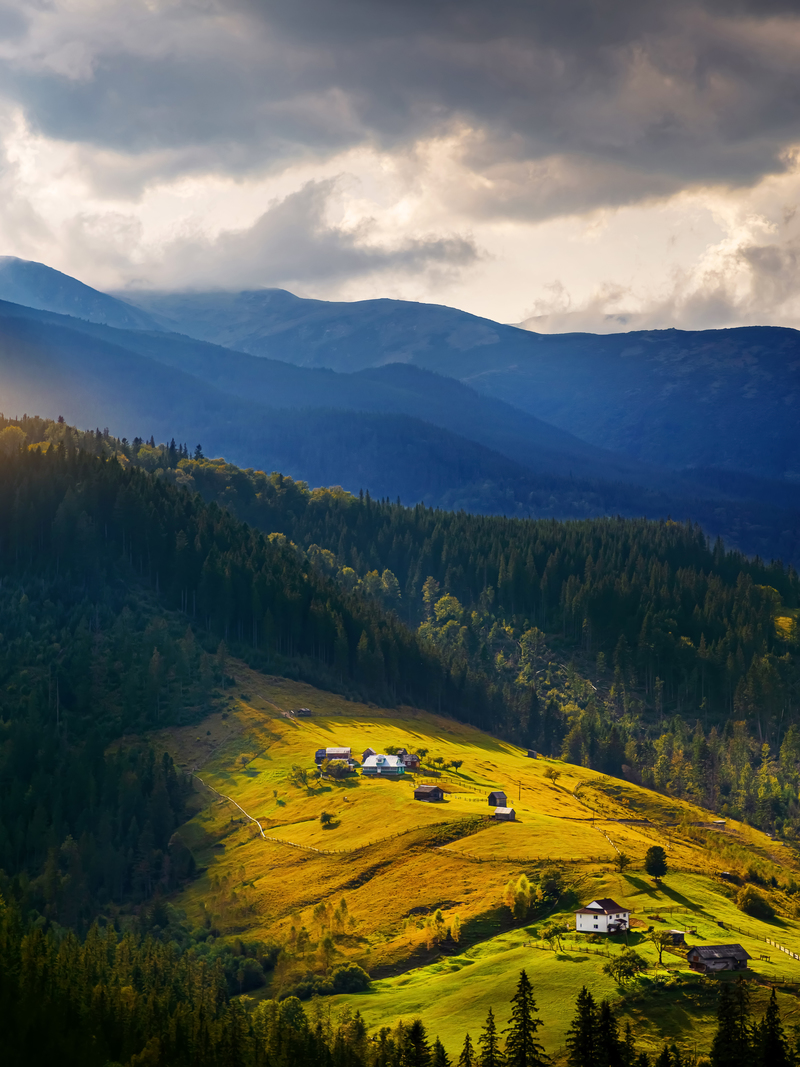 Село Дземброня. карпати.