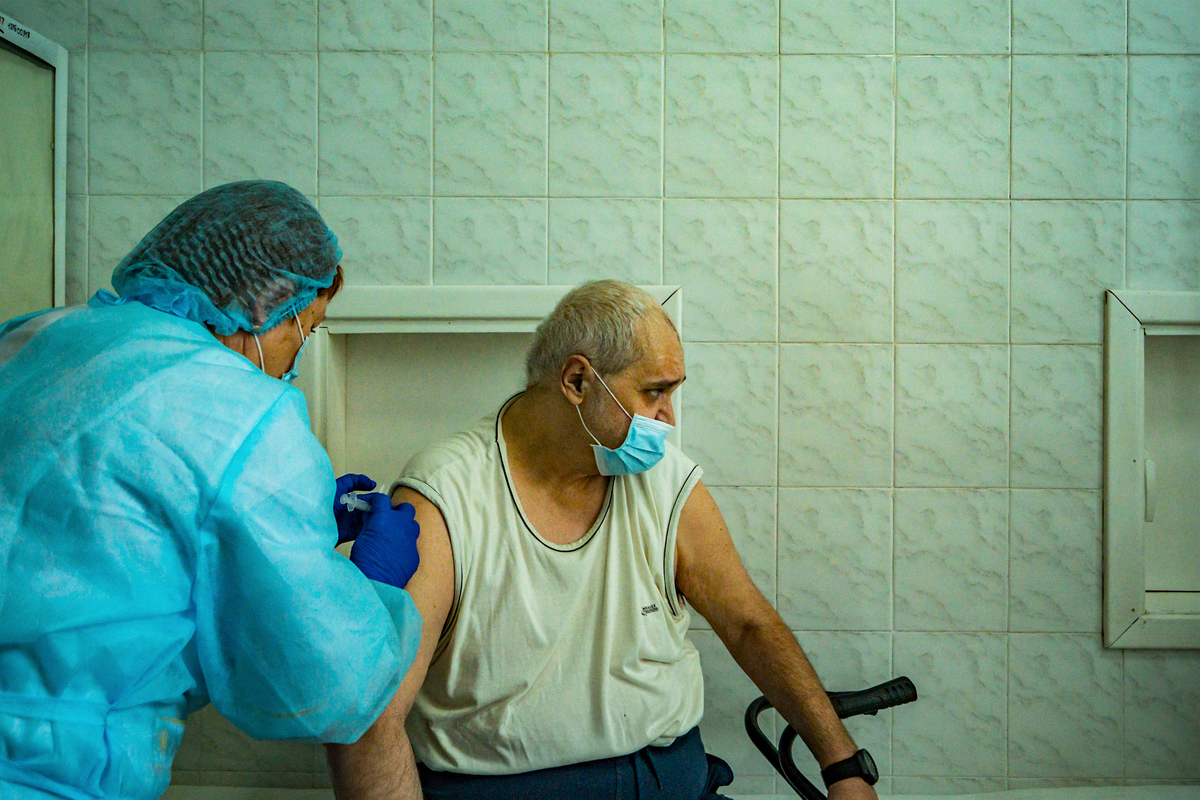 COVID-19 vaccination campaign in Kyiv, Ukraine.