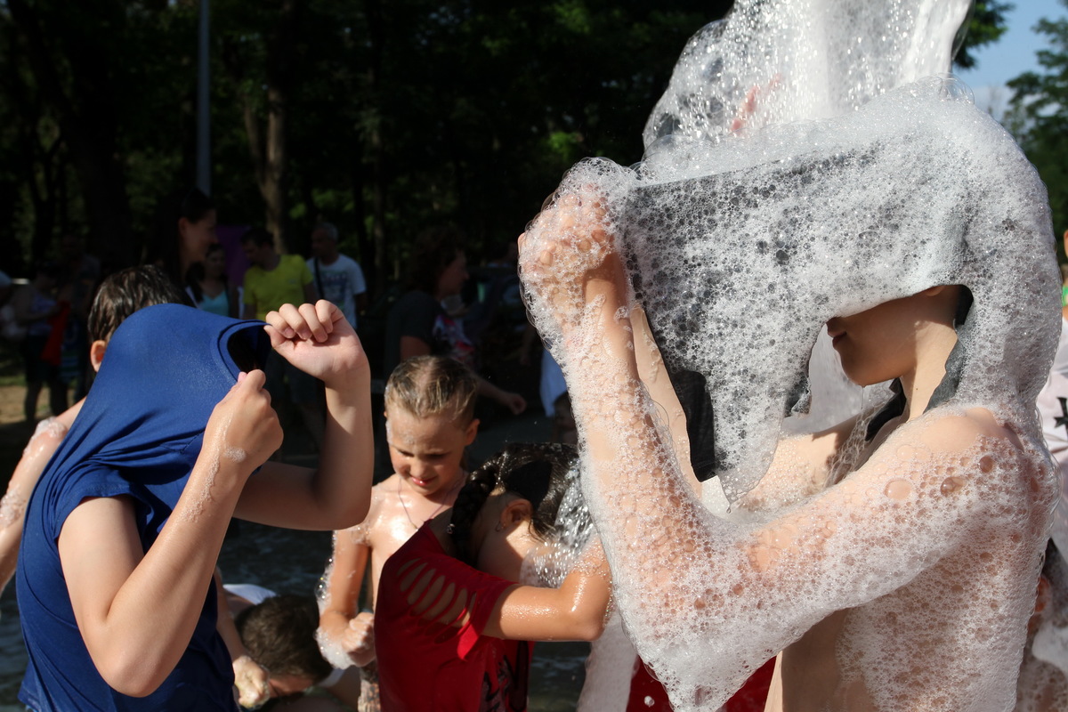 foam party members on a hot summer day