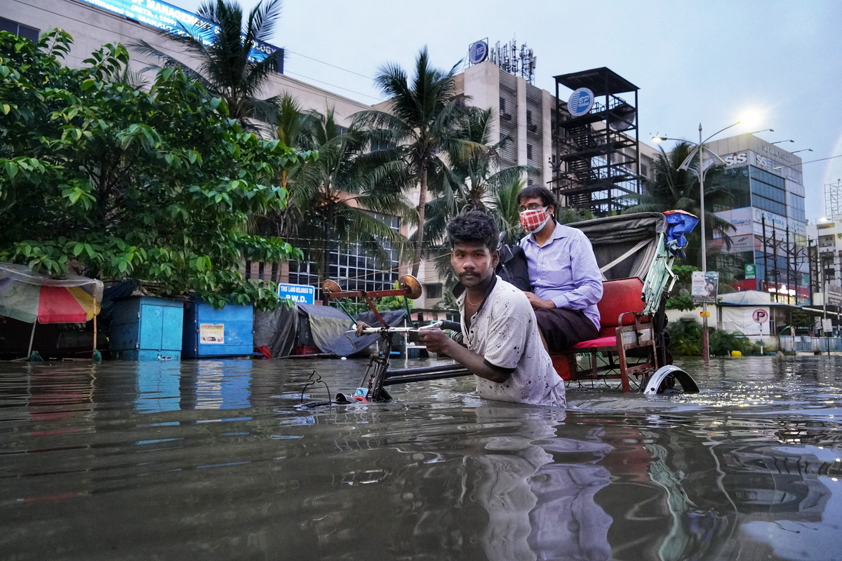 Rickshaw in the water