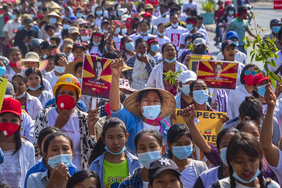 Civilian protesters due to military coup