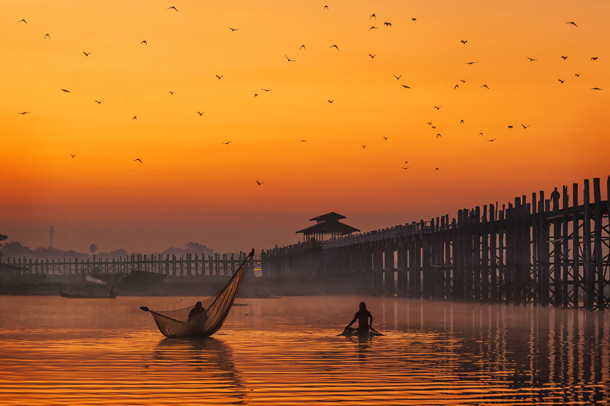 Fishing in golden hour