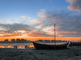 Frosty and foggy morning.