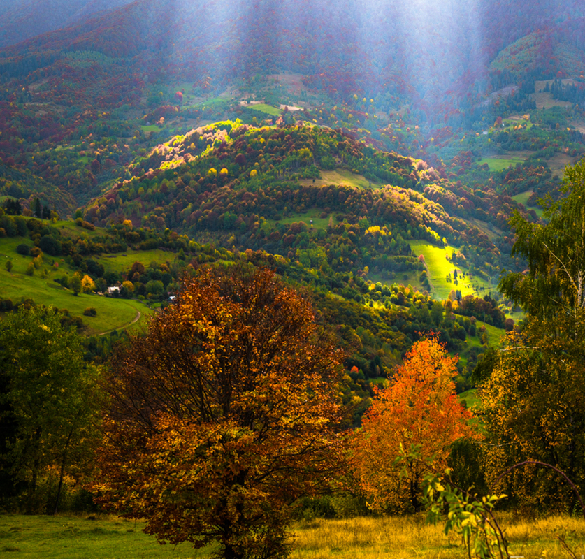 Промені в сонця а горах 