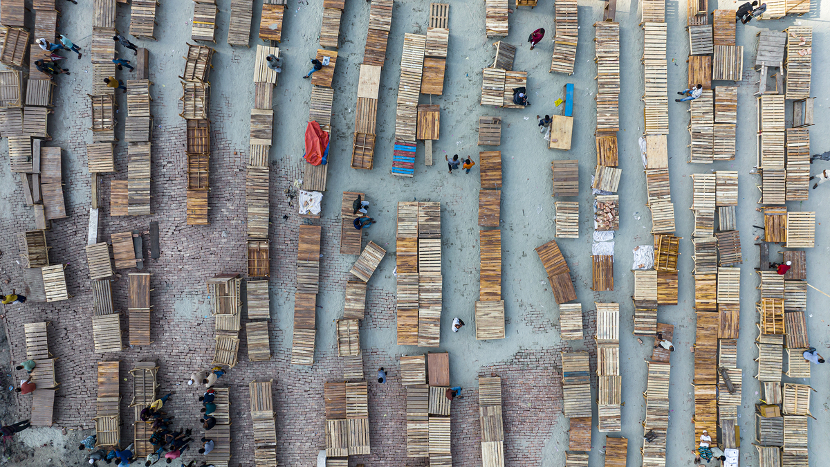Tables set on the Same Place for Temporary Shops