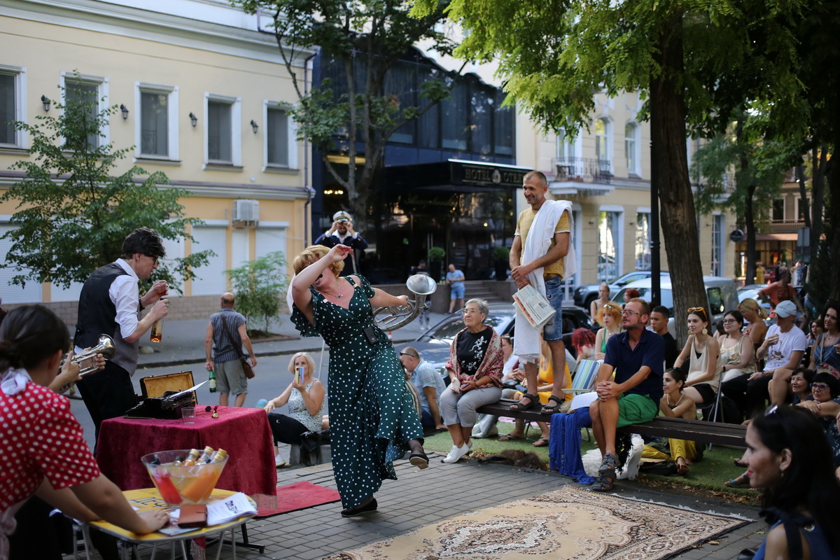 The actors of the theater Perron number 7 are seen during the theater performance 