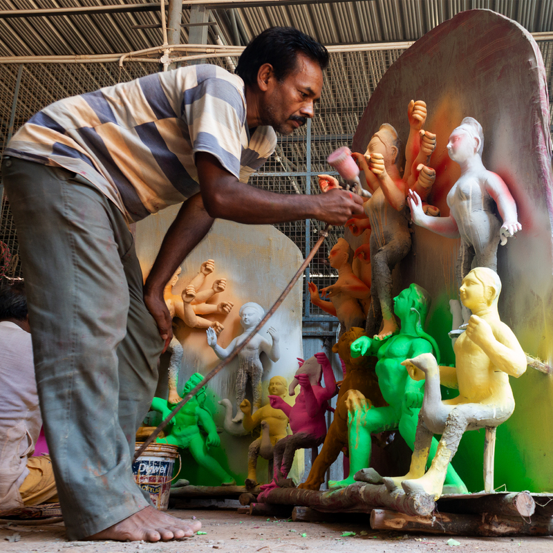 Stage 5 - Applying paint on the dried idols