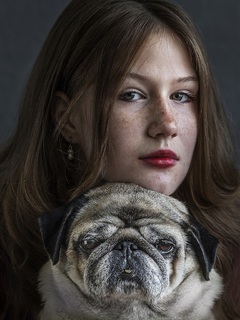 A girl and dog