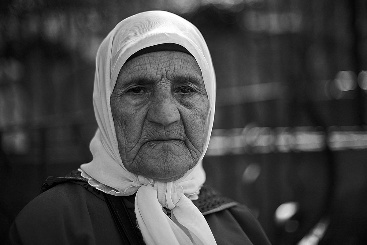 A woman with a scarf